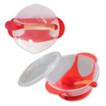 Tigela Tipo Bowl Infantil com Tampa e Ventosa mais Colher Silicone Sensor Rosa Tigela Tipo Bowl Infantil com Tampa e Ventosa mais Colher Silicone Sensor Rosa