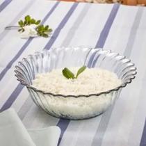 Tigela travessa de vidro redonda decorada para alimentos de cozinha