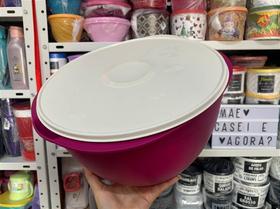 Tigela Tupperware Actualité 10 Litros Rosa com Tampa Bege