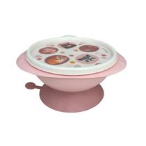 Tigela Ventosa Colher Tampa Bichinho Petit Rosa 240ml Bebê