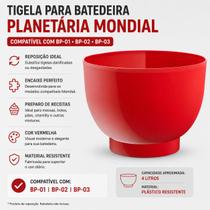Tigela Vermelha 4 Litros Batedeira Mondial Planetária BP-01 BP-02 BP-03 Reposição Original Tigela Vermelha 4 Litros Batedeira Mondial Planetária BP-01 BP-02 BP-03 Reposição Original