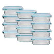 Tigela Vidro 370ML Retangular Fitness Canelado Lancheira 12Un