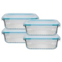 Tigela Vidro 370ML Retangular Fitness Canelado Lancheira 4Un Tigela Vidro 370ML Retangular Fitness Canelado Lancheira 4Un