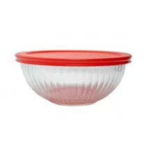 Tigela Vidro Borossilicato Canelada Tampa Vermelha 1000Ml Tigela Vidro Borossilicato Canelada Tampa Vermelha 1000Ml