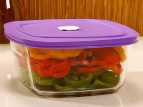 Tigela Vidro Quadrada Marinex - VAP Facilita com Tampa