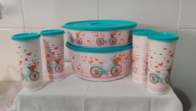 Tigelas Bike + copos + caixa presente kit com 6 peças Tupperware original