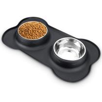 Tigelas de comida para cães AsFrost em aço inoxidável com tapete antiderrame 350 ml Tigelas de comida para cães AsFrost em aço inoxidável com tapete antiderrame 350 ml