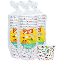 Tigelas de lanche de papel Glad para crianças e dinossauros 350 ml, 20 unidades, x3