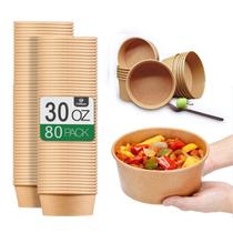 Tigelas de papel descartáveis na parte superior de 30 onças (80 unidades) para alimentos quentes/frios Tigelas de papel descartáveis na parte superior de 30 onças (80 unidades) para alimentos quentes/frios