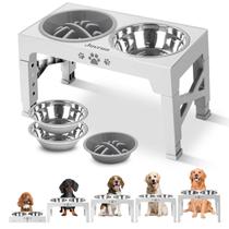 Tigelas elevadas para cães Jovrun com 2 pratos de aço inoxidável Tigelas elevadas para cães Jovrun com 2 pratos de aço inoxidável