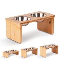 Tigelas elevadas para cães JOYOPAW Bamboo Raised para cães médios Tigelas elevadas para cães JOYOPAW Bamboo Raised para cães médios