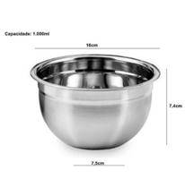 Tigelas Inox Funda Multiuso Medidoras 16 cm, 18cm, 20cm, 22cm, 24cm, 26cm, 28cm - Wellmix