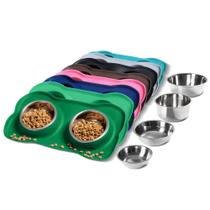 Tigelas para Cães Hubulk em Aço Inoxidável com Tapete de Silicone Antiderramamento