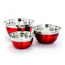 Tigelas Tipo Bowl 3 peças Inox Multiuso Vermelho Oster