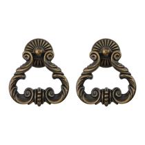 Tighall 2 peças de puxadores vintage em bronze antigo para armário, estilo francês provincial, puxador de anel de furo único com relevo em forma de escama para gaveta, cômoda, guarda-roupa e armário (comprimento de 2,6", 2 peças)
