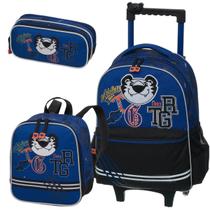 TIGOR VARSITY - Mochila Rodinha + Lancheira + Estojo Duplo