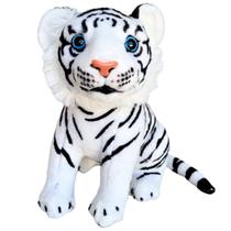 Tigre Branco de Pelúcia Realista Filhote Sentado Safari Nicho Tigre Branco de Pelúcia Realista Filhote Sentado Safari Nicho