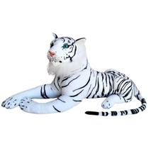 Tigre Branco de Pelúcia Realista Grande Decoração Safari Tigre Branco de Pelúcia Realista Grande Decoração Safari