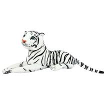 Tigre Branco de Pelúcia Safari Realista Deitado 55cm Lindo Tigre Branco de Pelúcia Safari Realista Deitado 55cm Lindo