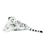 Tigre Branco Mãe Filhote Realista 47cm - Pelúcia