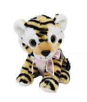 Tigre De Pelúcia Com Lacinho Olhos Azuis Com Brilho 22cms