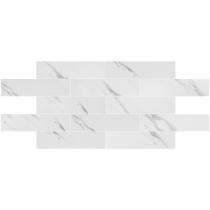 Tijolinho Marmore Branco Jazz Adesivo Flexivel p Parede 30x7,5cm - 12 Un.