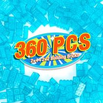 Tijolos de construção MANNIDOO 360 peças 2x4 x200 2x2 x160 azul transparente Tijolos de construção MANNIDOO 360 peças 2x4 x200 2x2 x160 azul transparente