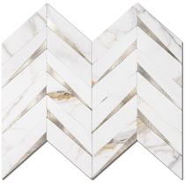 Tile Backsplash STICKGOO Herringbone Calacatta Marble de 10 folhas Tile Backsplash STICKGOO Herringbone Calacatta Marble de 10 folhas