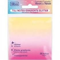 Tili notes gradiente transparente com glitter - 50 folhas - 76mm x 76mm