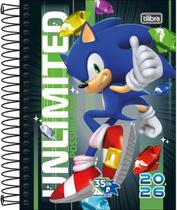 Tilibra - Agenda Espiral Diária 11,7 x 16,4 cm Sonic 2026 - Fundo Preto e Verde - TILIBRA