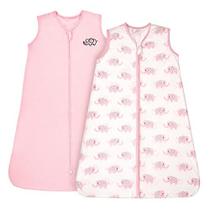 TILLYOU Sleep Sack - Cotton Wearable Blanket Baby 2-Pack Set, Fits Infant Newborn Ages 0-6 Months, Pink Elephant