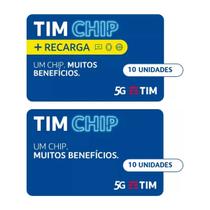TIM Chip Kit 20 unidades: 10 sem recarga e 10 com recarga TIM Chip Kit 20 unidades: 10 sem recarga e 10 com recarga