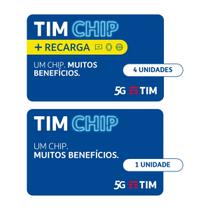 TIM Chip Kit 5 unidades: 1 sem recarga e 4 com recarga