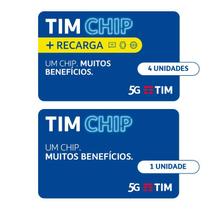 TIM Chip Kit 5 unidades: 1 sem recarga e 4 com recarga
