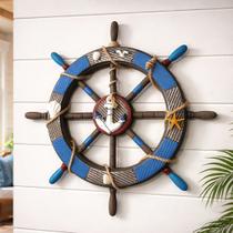 Timão Leme Decoração Náutica Casa De Praia Mar Oceano 45cm