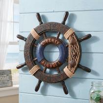 Timão Leme Marinheiro Decoração Náutica Casa De Praia 43cm
