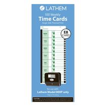 Time Card Pack Lathem Weekly, 100 unidades para relógios 2100HD 800P Time Card Pack Lathem Weekly, 100 unidades para relógios 2100HD 800P