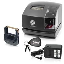 Time Clock Machine Lathem 1600E com carimbo de documento cinza Time Clock Machine Lathem 1600E com carimbo de documento cinza