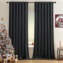 Timeper Extra Long de 120 polegadas cortinas pretas com textura de veludo de luxo e espessura que absorvem ruído economizam energia no teatro/quarto/palco, aba traseira com bolso de haste, preta, 52 L x 120 L, 2 painéis Timeper Extra Long de 120 polegadas cortinas pretas com textura de veludo de luxo e espessura que absorvem ruído economizam energia no teatro/quarto/palco, aba traseira com bolso de haste, preta, 52 L x 120 L, 2 painéis