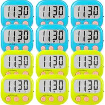 Timer AOUCE Large Magnetic Digital, pacote com 12, azul, verde