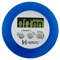 Timer cronômetro digital alarme sonoro imã de fixação e adaptador para ficar sobre mesa herweg azul