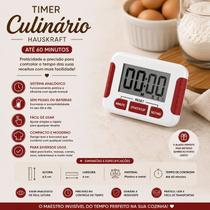 Timer Culinário Hauskraft Digital 90min Com Imã P/ Geladeira Branco