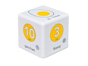 Timer digital temporizador alemao tfa cubo com alarme branco e amarelo.
