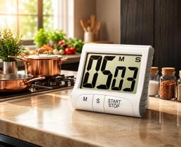 Timer Digital Temporizador Cronômetro Cozinha Imã Regressivo 99 Horas Função Regressiva Design Elegante Branco 7x7,5 cm Norvix