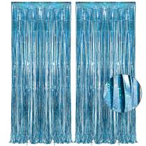 Tinsel Curtain Party Backdrop GREATRIL Blue, pacote com 2