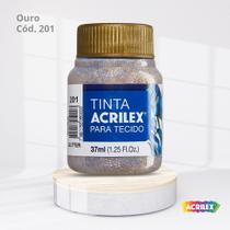 Tinta acrilex para tecido glitter com 37ml ouro