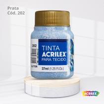 Tinta acrilex para tecido glitter com 37ml prata Tinta acrilex para tecido glitter com 37ml prata