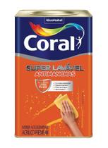 Tinta Acrílica Coral Super Lavável Antimanchas Eggshell Lata 18 Litros