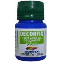 Tinta Acrílica Decorfix Fosca Azul Ultramar 37ML - Caixa com 6 Unidades