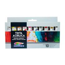 Tinta acrilica estojo 10 cores 20ml - CORFIX